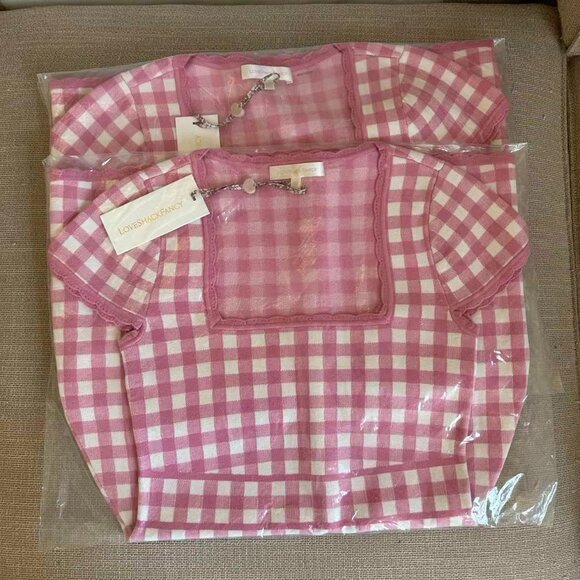 NWT LoveShackFancy Kellen Plaid Knit Mini Dress XSmall Pink Pearl Plaid - Picture 8 of 9